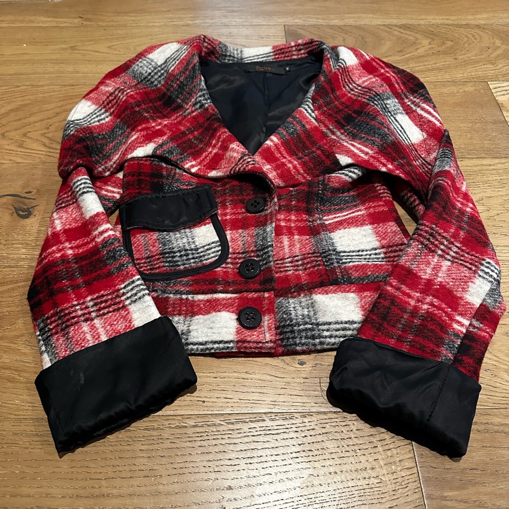 Red, Black, & White Plaid Jacket